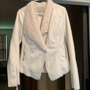 Faux leather snake print lined jacket.